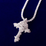 Rose Cross Iced Out Pendant Necklace – Divine Love & Eternal Devotion