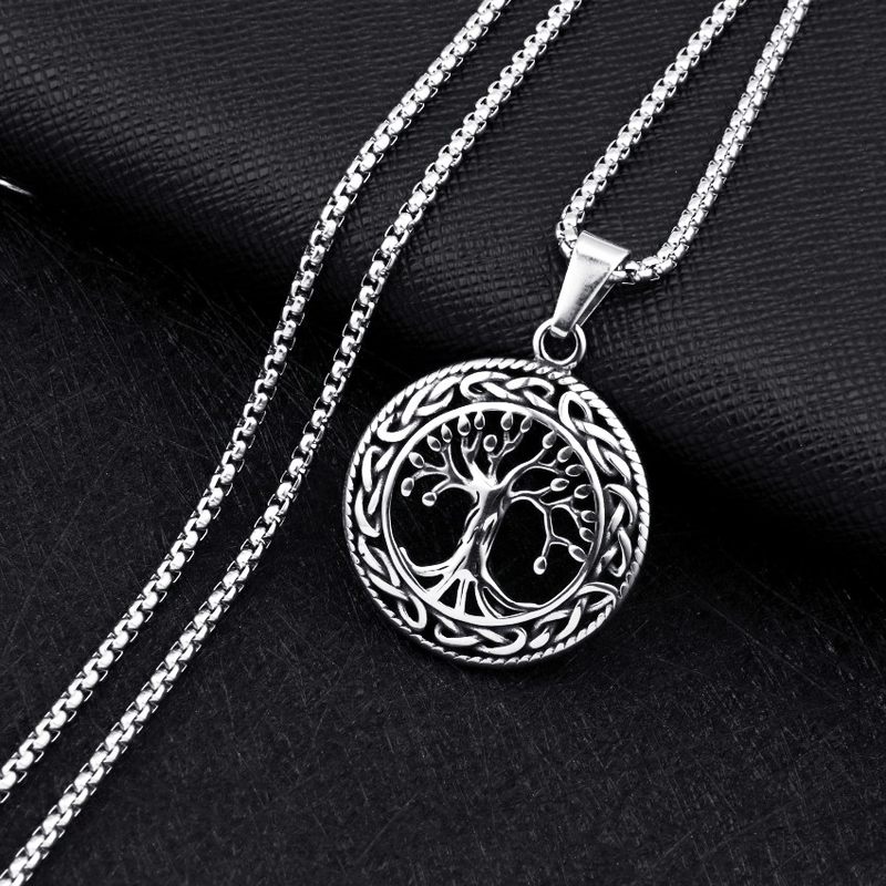 Baum des Lebens Halskette Anhänger Edelstahl Schutz Lucky Talisman Keltischer Schmuck für Männer Frauen