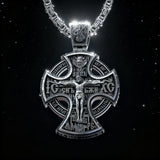 Double Sided 925 Sterling Silver Religious Pendant - Crucifixion of Christ & St. Michael Medal - Choose from 5 Chain Styles - Free Polishing Cloth