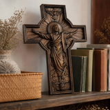 The Ascension Cross - Hand-Carved Jesus Crucifix with Holy Spirit Dove