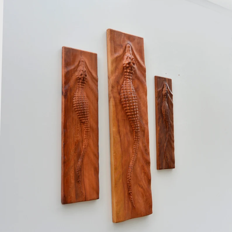 Crocodile Wall Mounted Wooden Wall Art