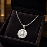 Virgin Mary Coin Necklace, 316L Titanium Steel Vintage Medal Pendant