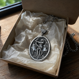 Artemis Greek Goddess Pendant Necklace, Vintage Pure Tin Mythology Necklace