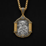 Handmade S925K Silver Madonna Holding Child Necklace