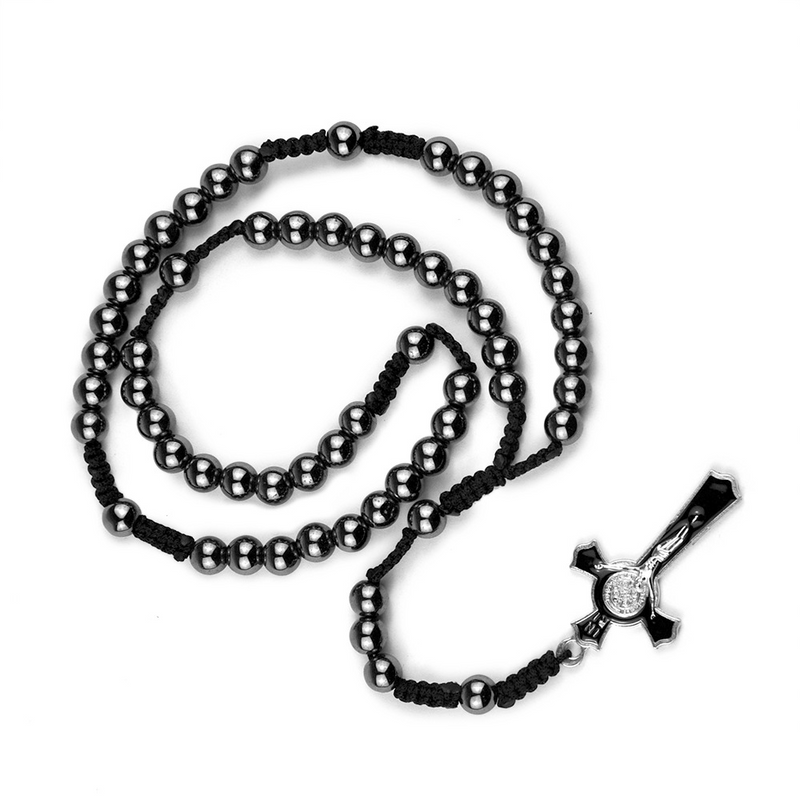 Black gallstone rosary five-segment hand-held rosary cross pendant
