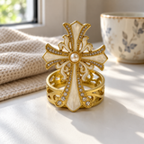 Christian Cross Ring Collection – A Beautiful Symbol of Faith, Hope & God's Love | Gold Crystal & Pearl Cross Keepsake Gift