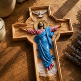 October New Release: Hand-Carved Painted Wood Cross — The Ascension of Christ