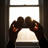 Double Heart Cross - Held Up to Window