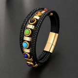 Double Layer Braided Leather 7 Chakra Natural Healing Stone Bracelet