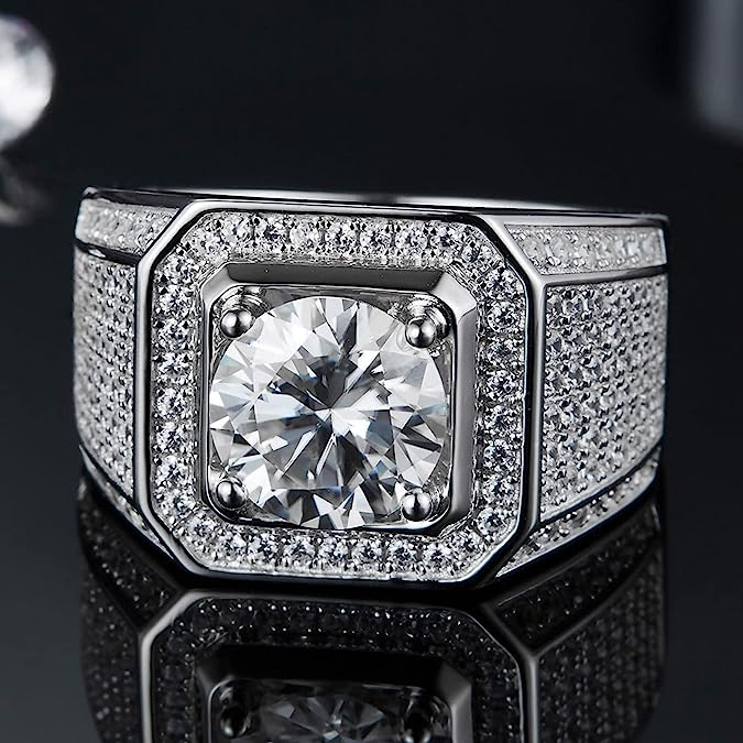 One Carat Super Luxury Moissanite Diamonds Men's Ring