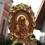 Mother Mary with Baby Jesus Wood Carving Decor