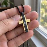 Modern Carbon Fiber Cross Necklace – A Bold Symbol of Faith & Strength