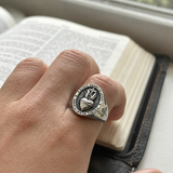 Sacred Heart of Jesus Ring – Silver-coloured stainless steel Christian emblem ring