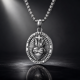 Two Tone Gold Silver Sacred Heart of Jesus Oval Stainless Steel Necklace