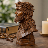 Boxwood Jesus Crown with Thorns Half-Length Desktop Ornament