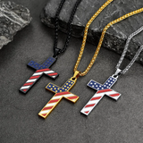 American Flag Cross Necklace