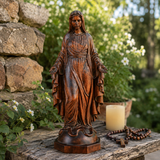 Hand-carved boxwood icon of the Immaculate Heart of Mary