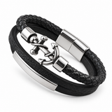Anchor of Hope Double-Wrap Braided Leather Bracelet