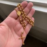 Gold Plated Stainless Steel Miraculous Medal Rosary Necklace