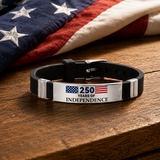 USA 250 Years of Independence Patriotic Flag Silicone Bracelet
