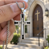 Layered Two-Tone Cross Necklace – Modern Christian Pendant for Men