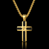 Braided Inlay Cross Necklace – Modern Christian Pendant for Men