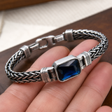 Vintage Sapphire Braided Copper Bracelet - design detail