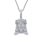 Crucifixion Crown of Thorns Zirconia Men's Hip Hop Pendant Necklace