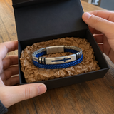Two‑Layer Braided Leather Cross Bracelet - product view