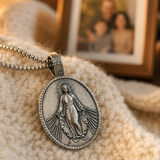 Pure Tin Miraculous Medal Virgin Mary Necklace