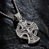 Michael Archangel and Crucifixion Front and Back Engraved 925K Sterling Silver Pendant Necklace
