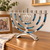 Hanukkah Menorah with Star of David – 9-Branch Candle Holder, Symbol of Faith, Hope & Miracles, Elegant Judaica Home Decor & Meaningful Jewish Gift