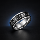 Glow In The Dark Viking Elder Futhark Rune Rotatable Spinner Stainless Steel Anxiety Relief Ring