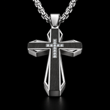 Brushed & Faceted Titanium Steel Cross Necklace – Modern Faith, Bold Devotion