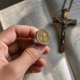 Saint Benedict Medal Stainless Steel Cross Ring