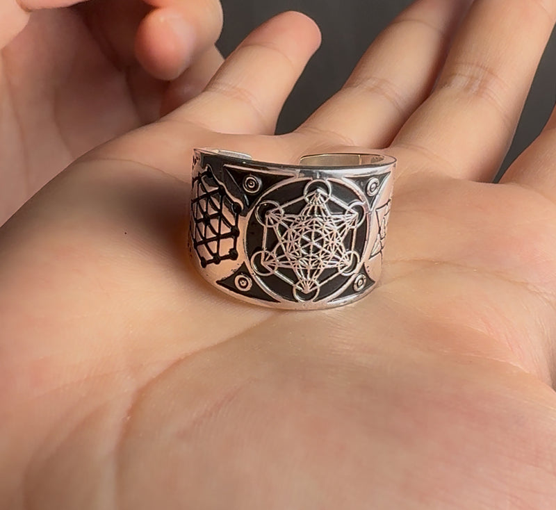 Archangel Metatron Life Angel Seal Adjustable Ring Solomon Kabbalah Amulet