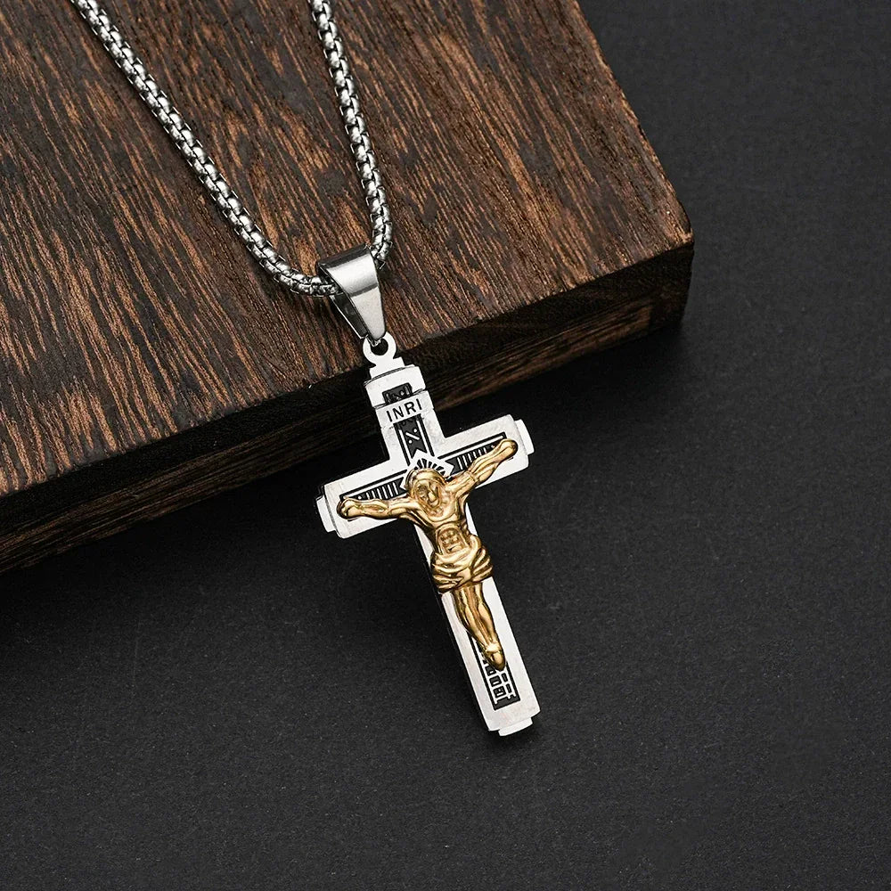 Stainless Steel Jesus INRI Cross Necklace – BGCOPPER
