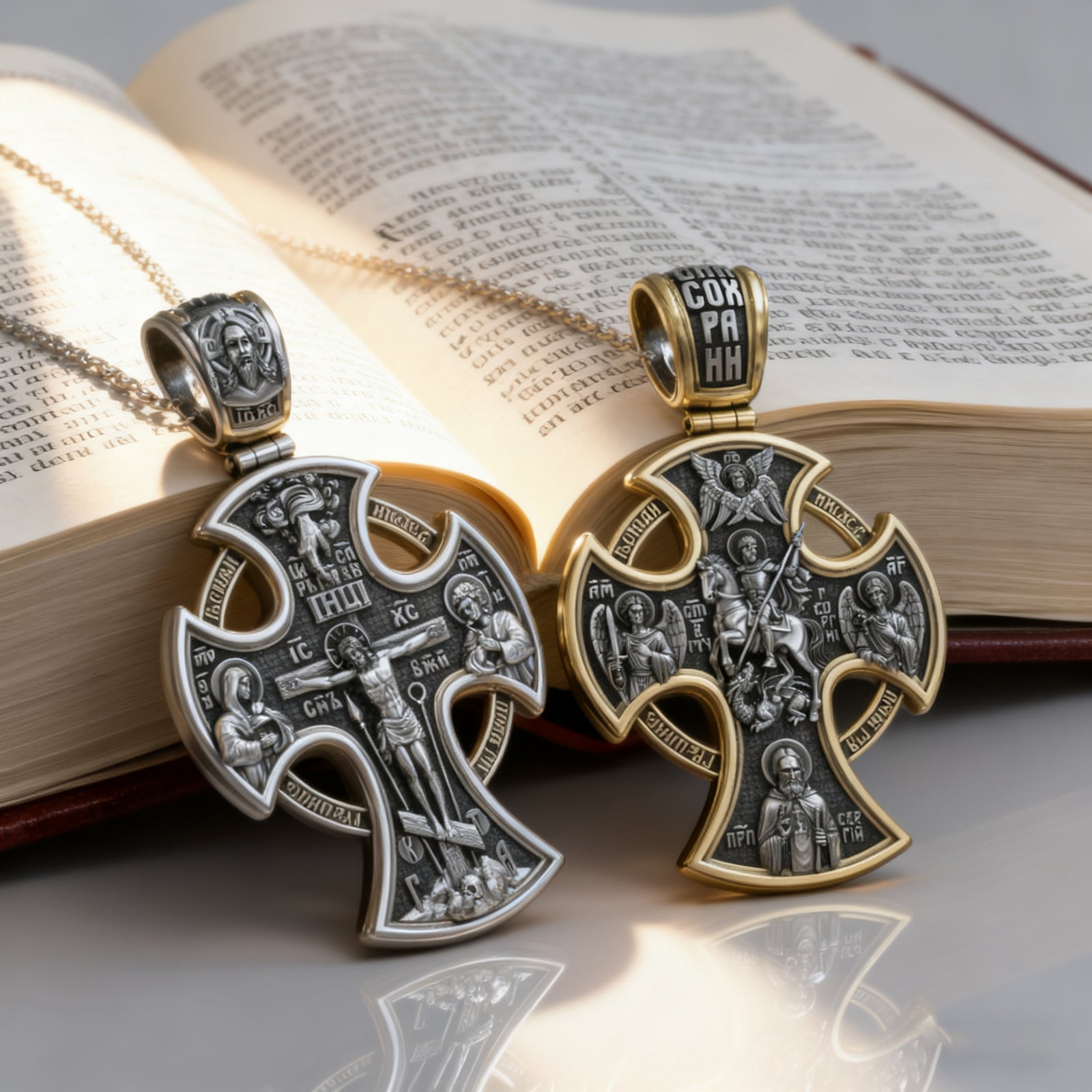 silver 925 リバーシブル キリスト クロス レゲエ ジーザス ラスタ Double-sided S925k silver pendant depicting the Passion of Christ