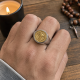 Saint Benedict Medal Stainless Steel Cross Ring