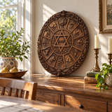 Hand-Carved Beechwood Israel Heritage Wall Plaque – Star of David & Tribal Symbols