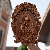 Mother Mary with Baby Jesus Wood Carving Decor