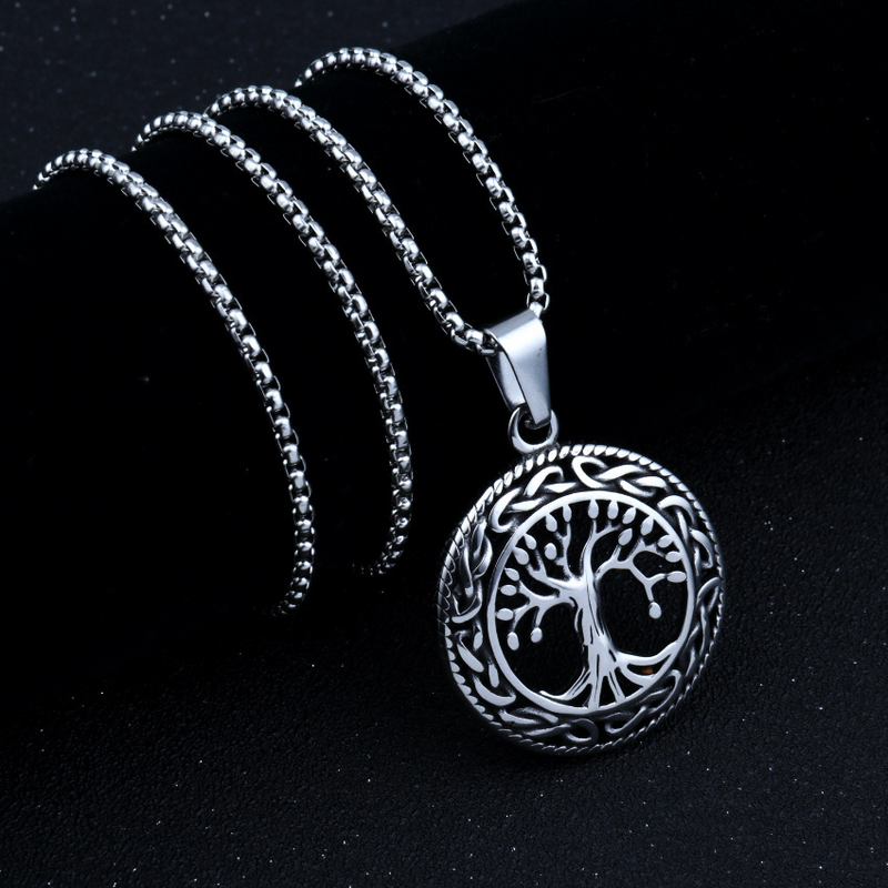Baum des Lebens Halskette Anhänger Edelstahl Schutz Lucky Talisman Keltischer Schmuck für Männer Frauen