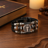 St. Benedict's Exorcism Medal Luminous Braided Adjustable Snap Clasp Multi-Layer Bracelet