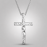 Twisted Hammered Textured Cross Pendant Necklace