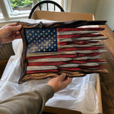 Hand-Carved Solid Wood American Flag Wall Art – Rustic Patriotic Home Decor & Veteran Gift