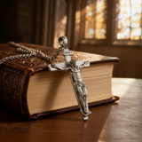 S925K Sandblasted Silver Jesus Crucifix Pendant