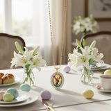 Easter table with lilies and eggs