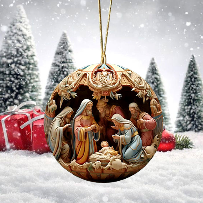 Wooden Christmas Nativity Pendant Wall Decoration Wall Hanging