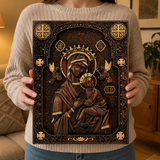 Our Lady of Perpetual Help Wood Art - Hand-Carved Catholic Gift - Mother Mary Comfort Figure