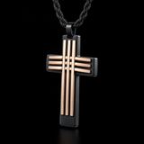 Modern Interwoven Stripe Cross Necklace – Bold Faith, Urban Style